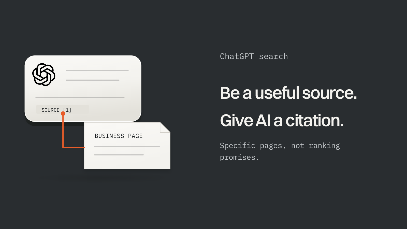A ChatGPT answer pointing to a specific source page. Illustration; the logo marks the product discussed.